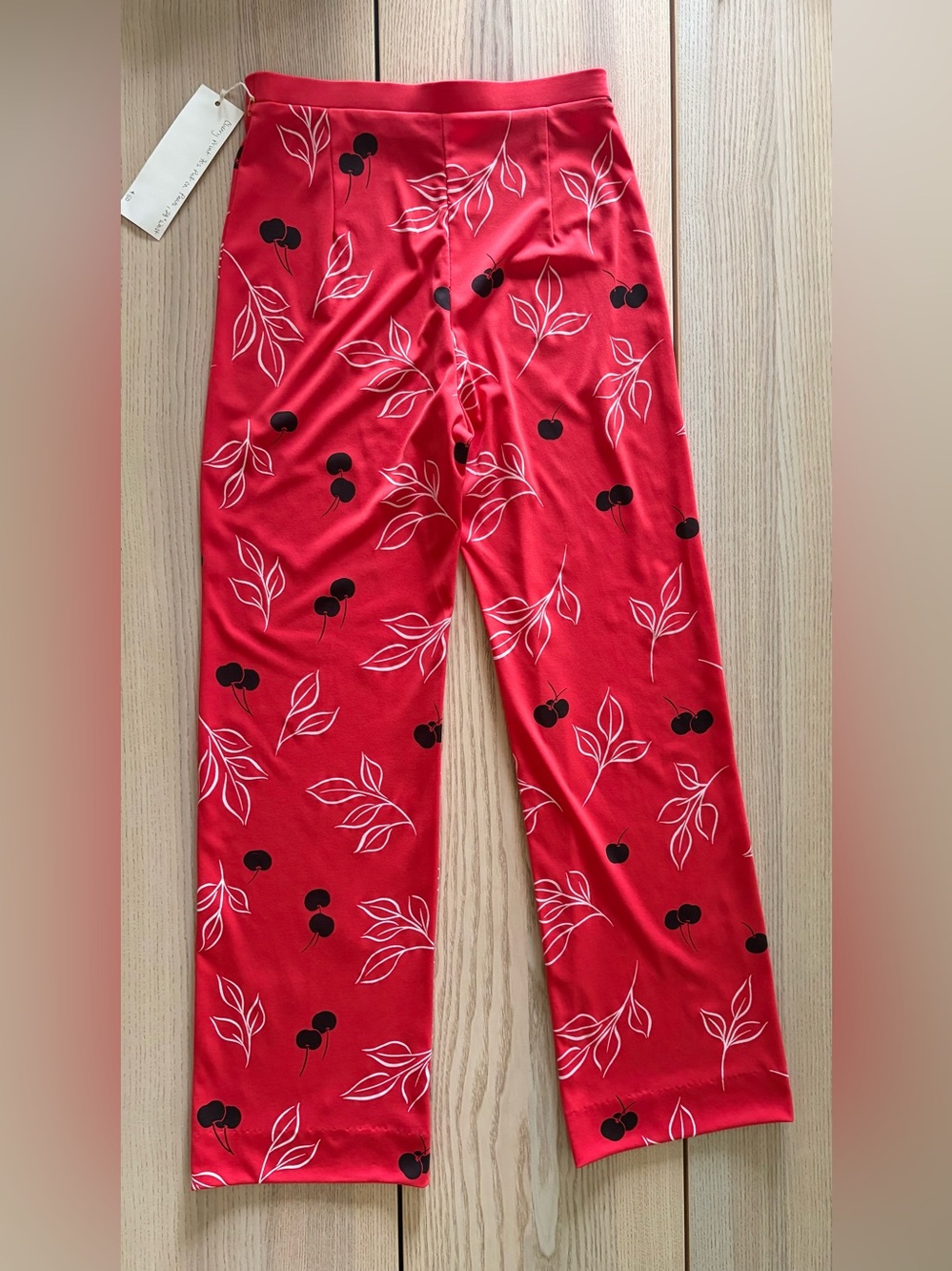 Vintage Red Cherry Print Lounge Pants Size 10, 28 inch waist